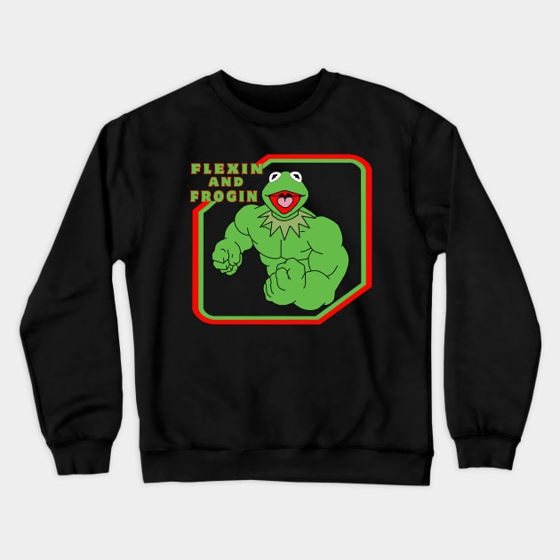 Muppets Kermit The Muscle Frog Crewneck Sweatshirt by Ilustradamus